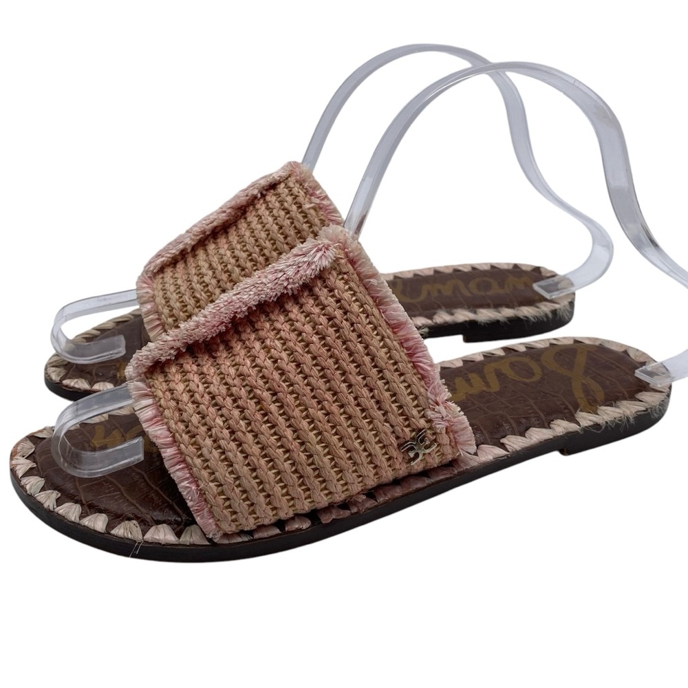 Sam Edelman Womens Shoes Glenda Sandals Sz 6.5 Pink Woven Texture Flat Casual
